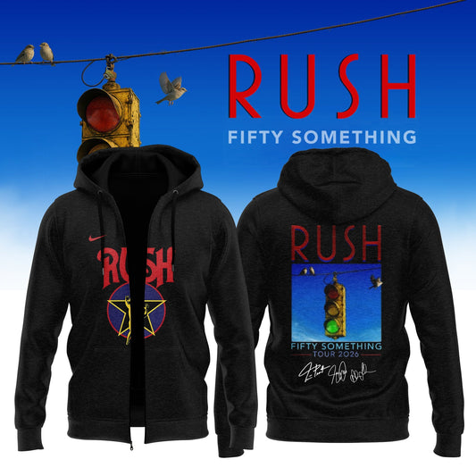 ,.RUSH “Fifty Something Tour” 2026 Signed – Zip Hoodie