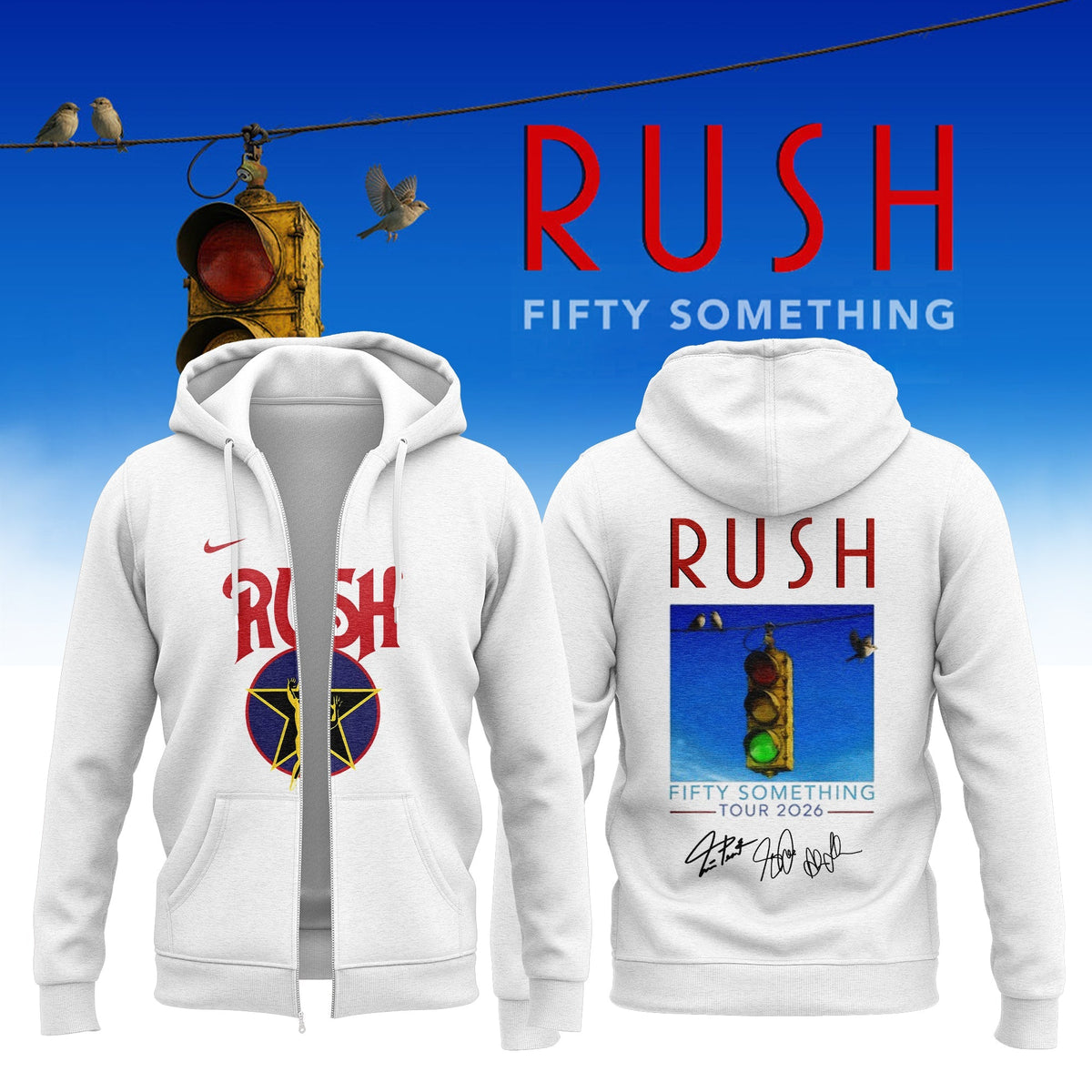 ,.RUSH “Fifty Something Tour” 2026 Signed – Zip Hoodie