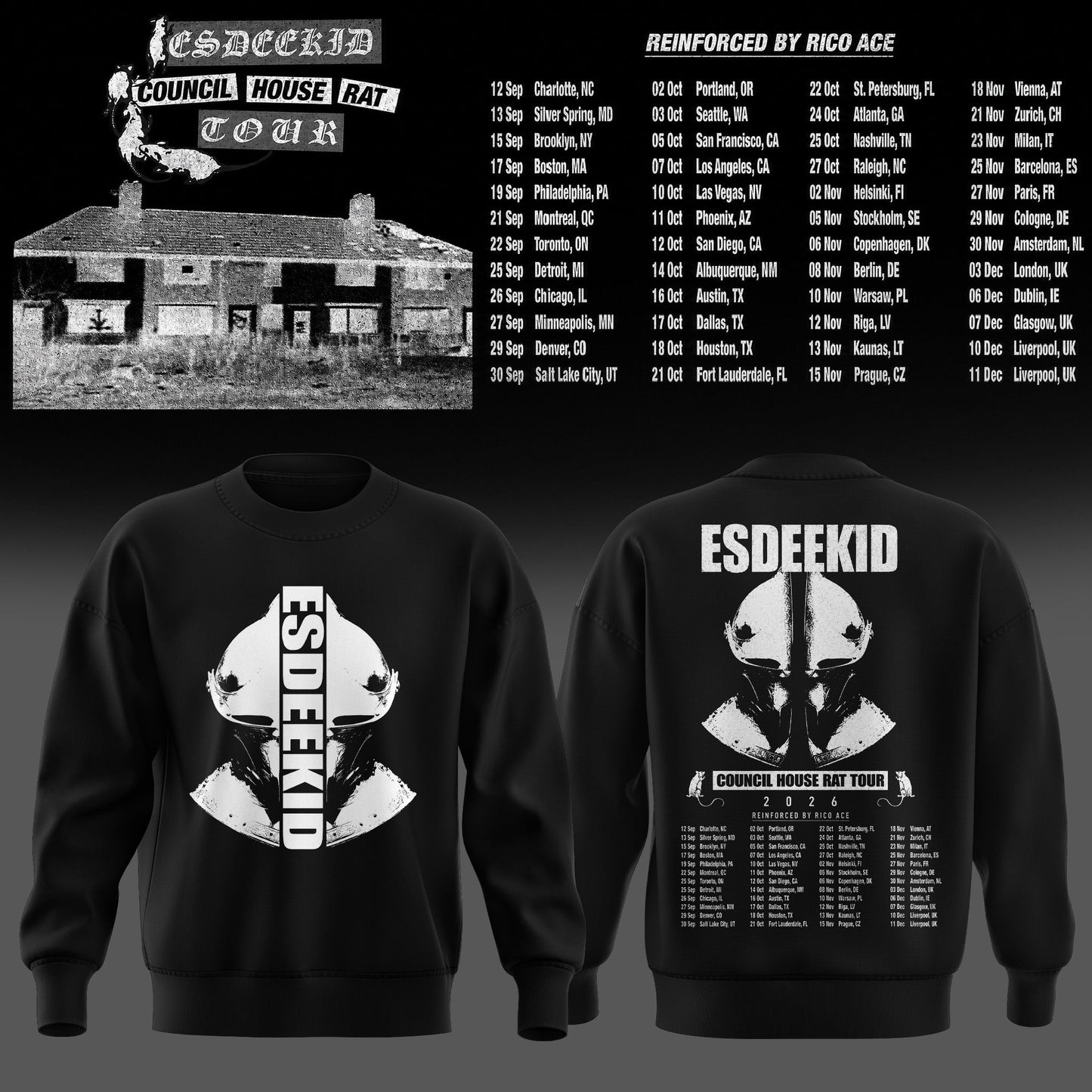 Council House Rat Tour Vintage Graphic Sweatshirt