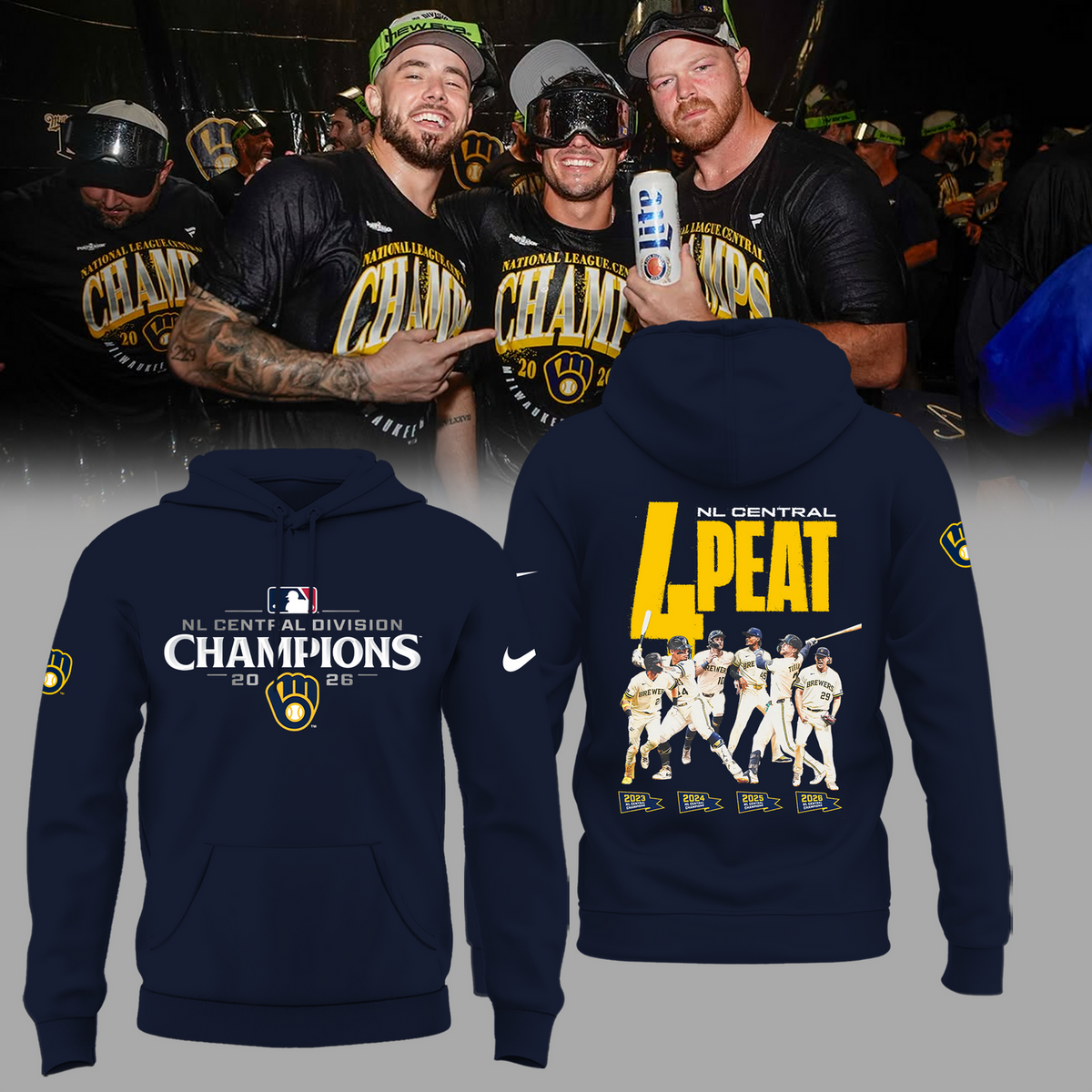 Limited Edition Milwaukee Brewers 2026 NL Central Division Champions Hoodie