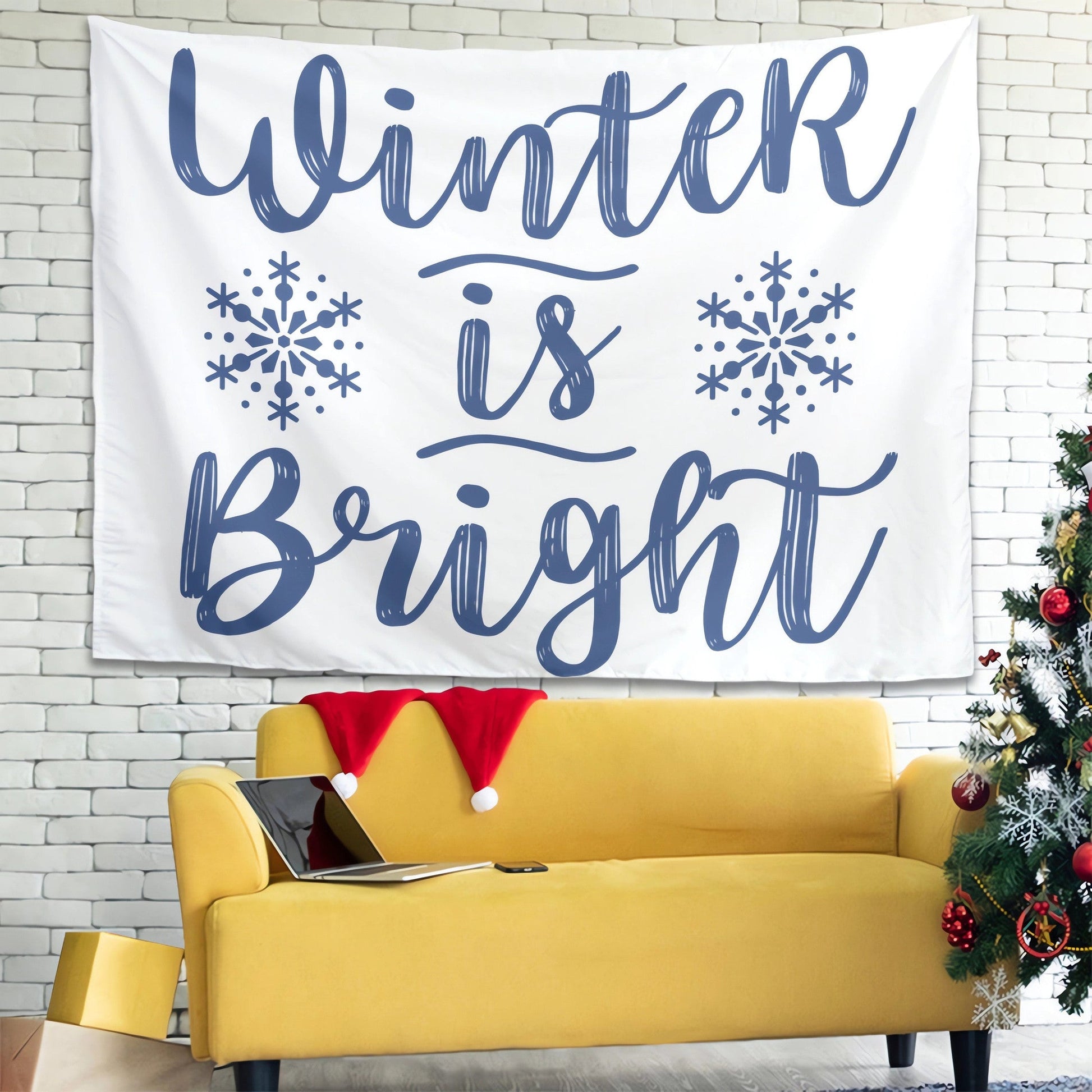 Custom Christmas Tapestry, Welcome To Our Winter Wonder Land, Eat Drink And Be Merry, Winter Is Bright, Your Custom Photo