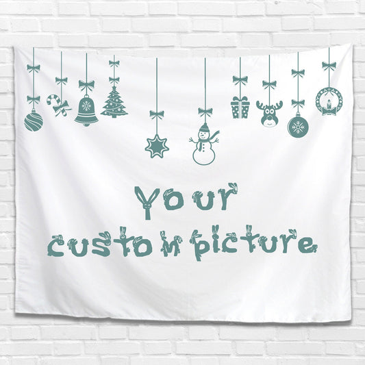 Custom Christmas Tapestry, Welcome To Our Winter Wonder Land, Eat Drink And Be Merry, Winter Is Bright, Your Custom Photo