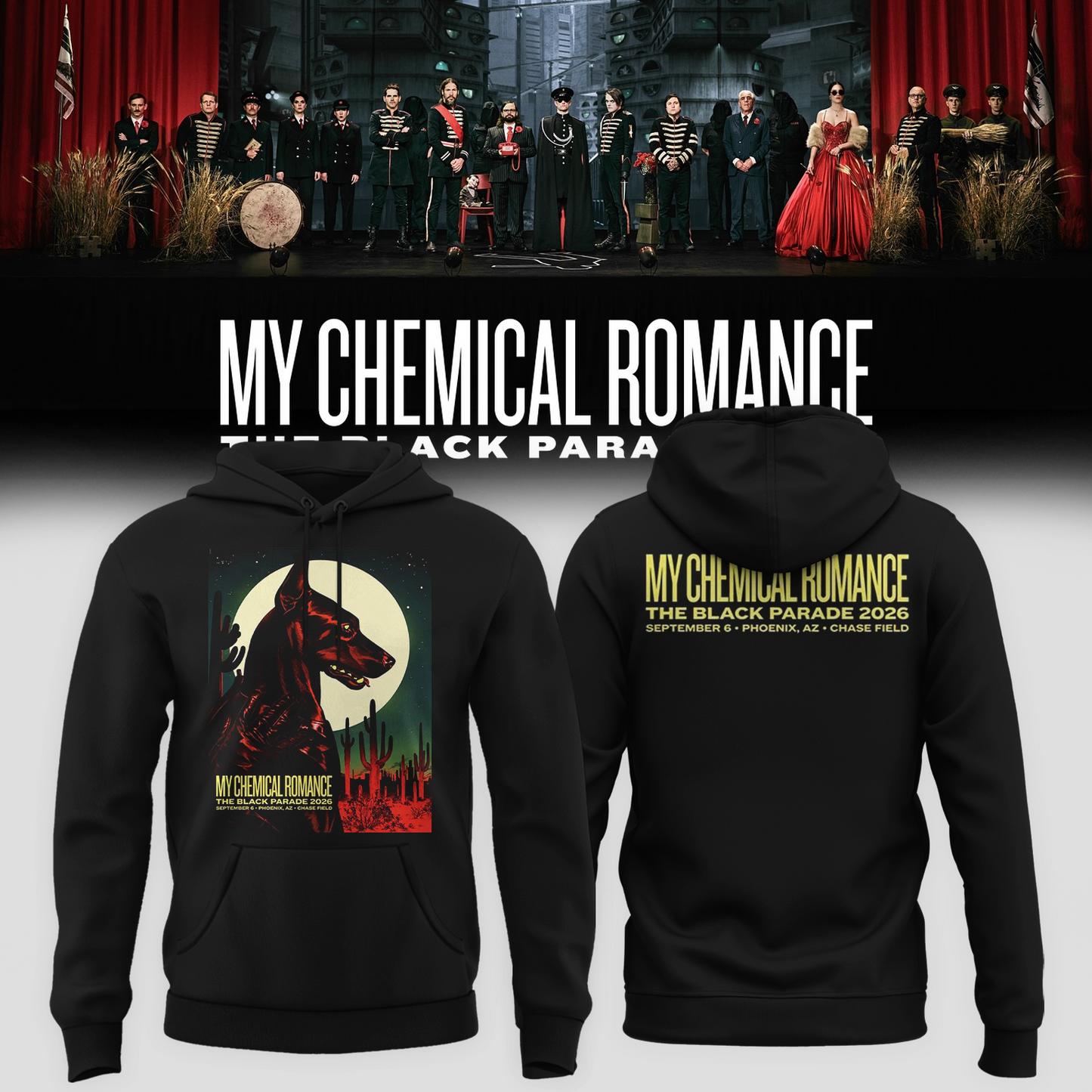 My Chemical Romance Phoenix AZ 2026 Event Poster Live At Chase Field Sep 6 2026 Hoodie