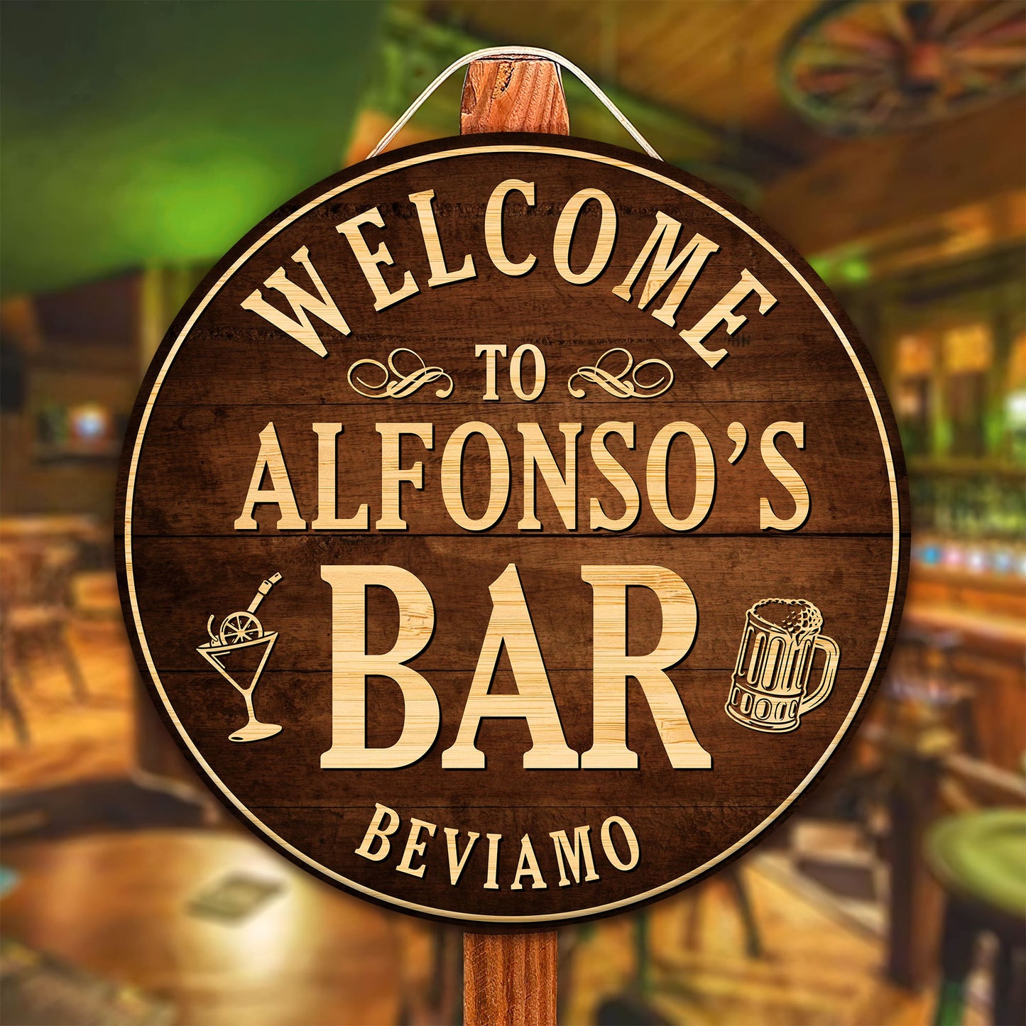 Personalized Whiskey Bar Wood Sign: Custom Man Cave Decor