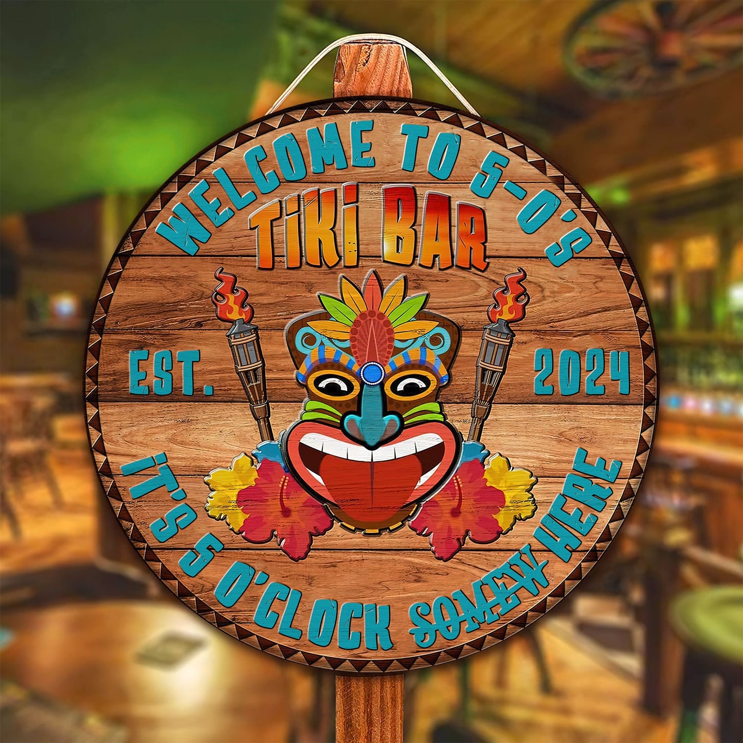 Personalized Tiki Bar Sign: Carved Wood, Backyard Decor