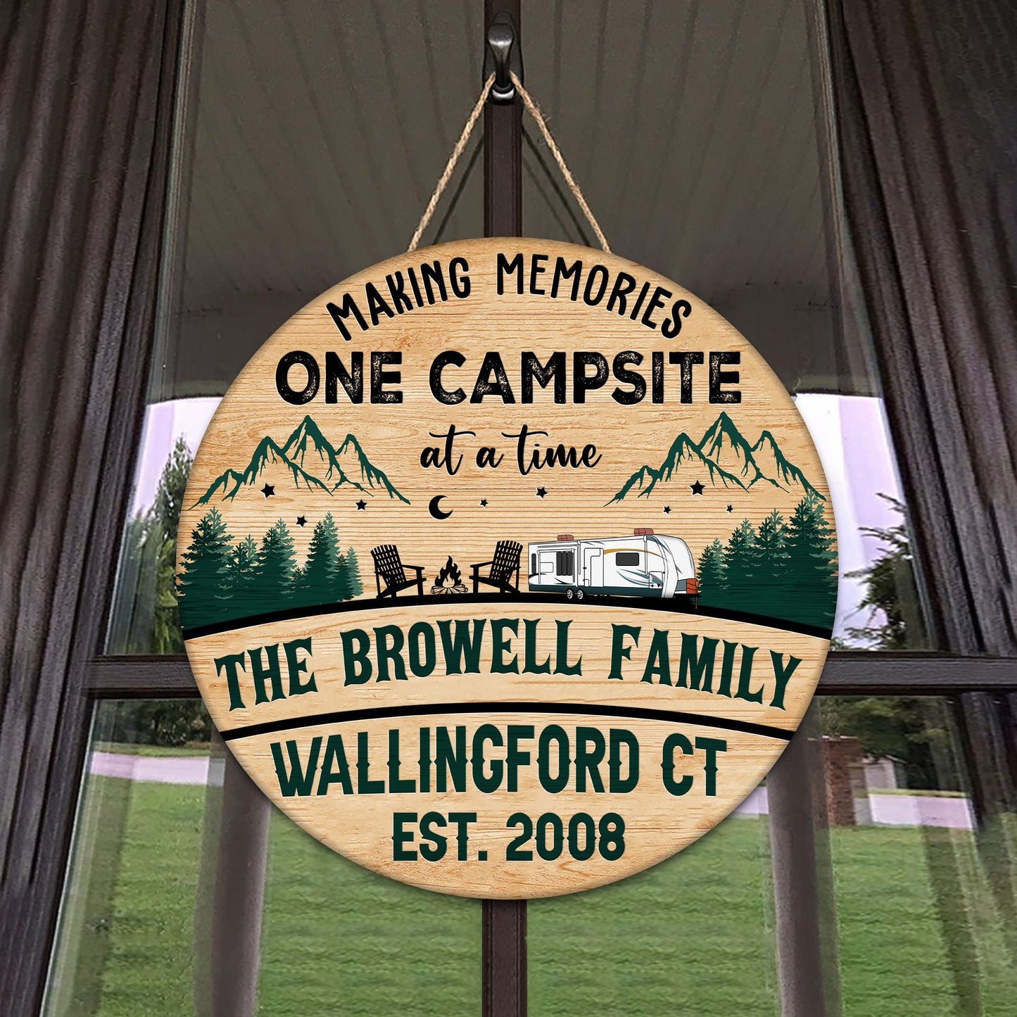 Personalized Campsite Wood Sign: Custom Family Name Cabin Decor
