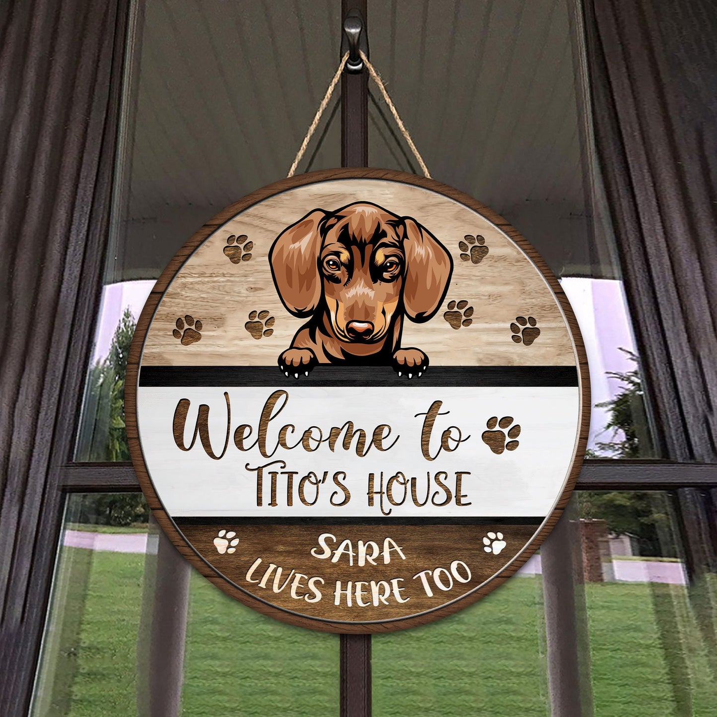 Personalized Dog Welcome Sign: Custom Pet Door Hanger