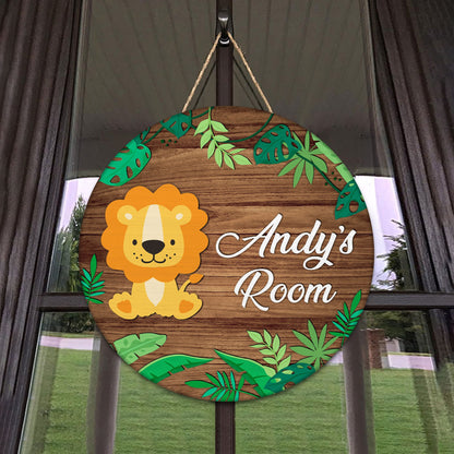 Personalized Lion Kids Room Sign: Jungle Decor