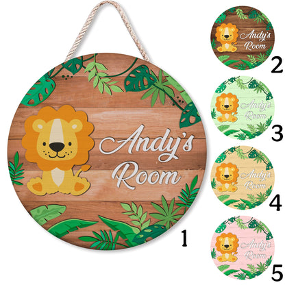 Personalized Lion Kids Room Sign: Jungle Decor