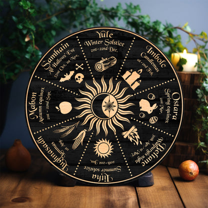 Personalized Pentagram Wheel Of The Year Wooden Sign, Wicca Wheel Of The Year, Witch Calendar 2025, Pagan Advent Calendar