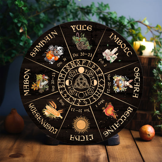 Personalized Pentagram Wheel Of The Year, Wheel Of The Year Wooden Sign, Wicca Wheel Of The Year, Witch Calendar 2025, Pagan Advent Calendar