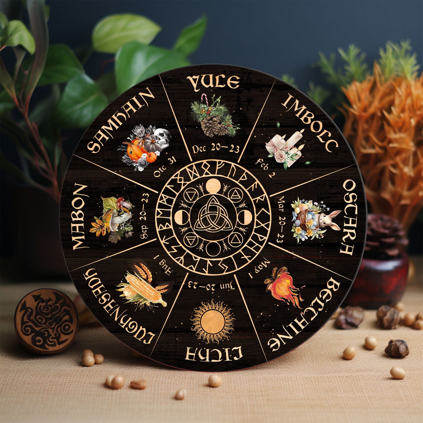 Personalized Pentagram Wheel Of The Year, Wheel Of The Year Wooden Sign, Wicca Wheel Of The Year, Witch Calendar 2025, Pagan Advent Calendar