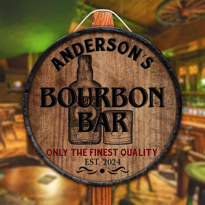 Personalized Bourbon Bar Wooden Sign: Custom Man Cave Decor