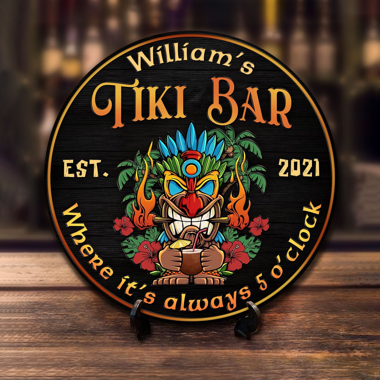 Personalized Tiki Bar Sign: Custom Wood Decor