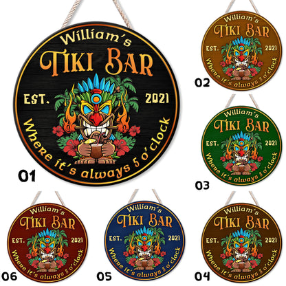 Personalized Tiki Bar Sign: Custom Wood Decor