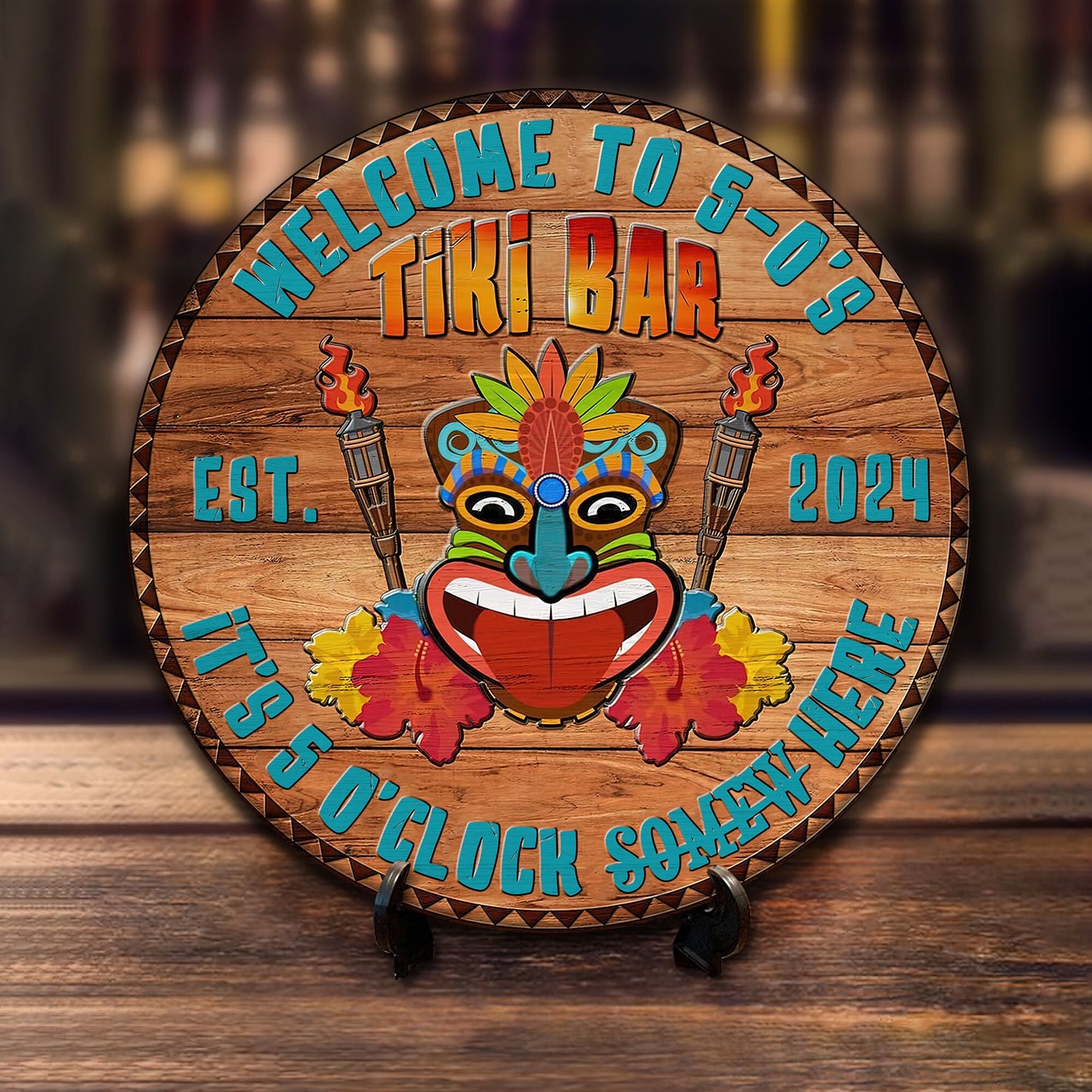Personalized Tiki Bar Sign: Carved Wood, Backyard Decor