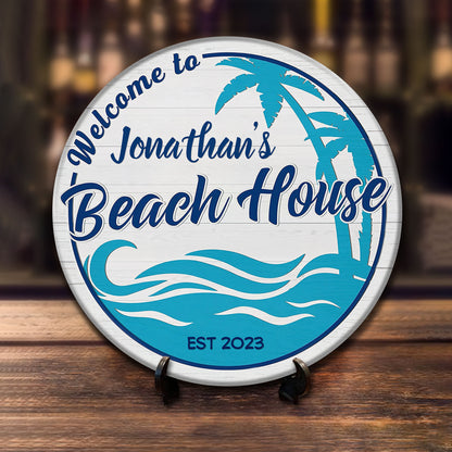 Personalized Beach House Wood Sign, Pool Bar Sign, Beach Bar Sign, Carved Wood, Palm Tree Sign, Pool Decor, Beach House Sign, Bar Signs