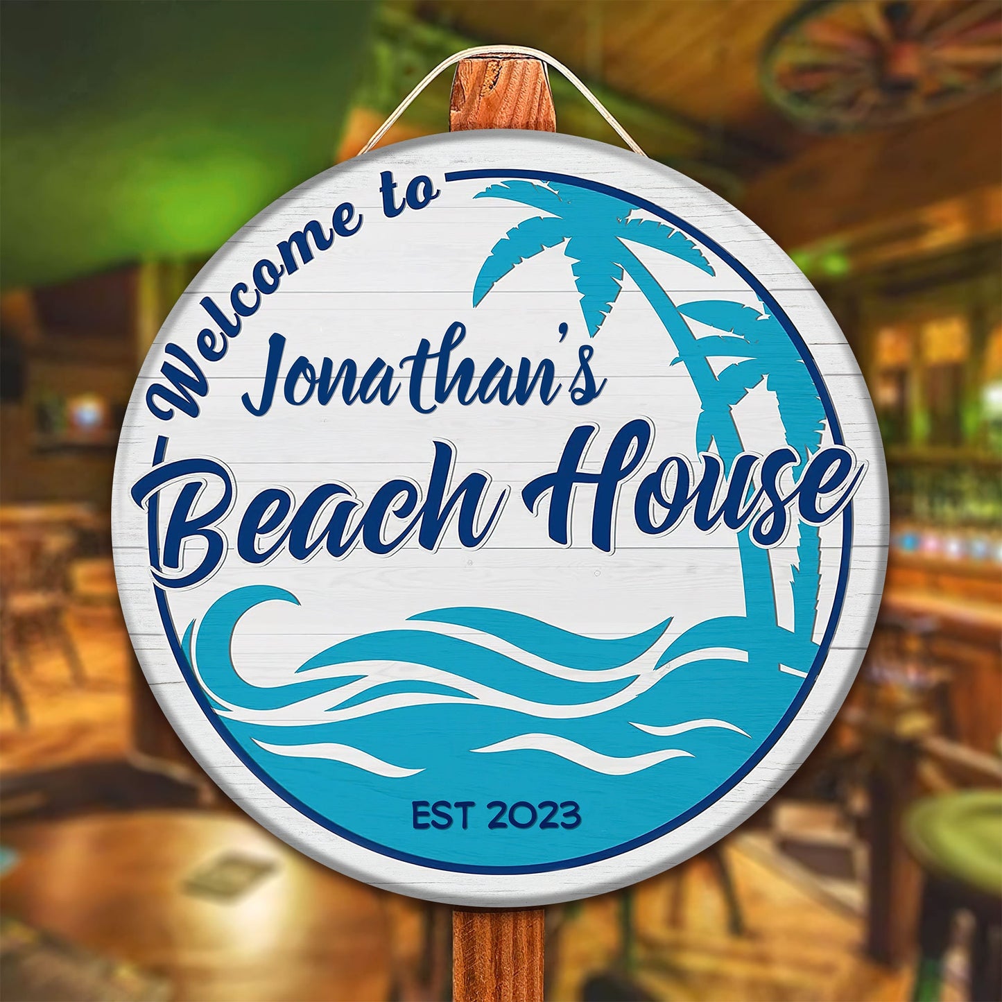 Personalized Beach House Wood Sign, Pool Bar Sign, Beach Bar Sign, Carved Wood, Palm Tree Sign, Pool Decor, Beach House Sign, Bar Signs