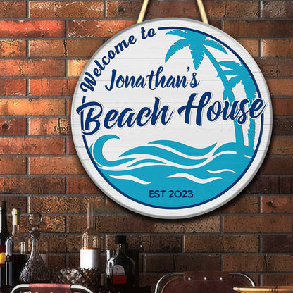 Personalized Beach House Wood Sign, Pool Bar Sign, Beach Bar Sign, Carved Wood, Palm Tree Sign, Pool Decor, Beach House Sign, Bar Signs