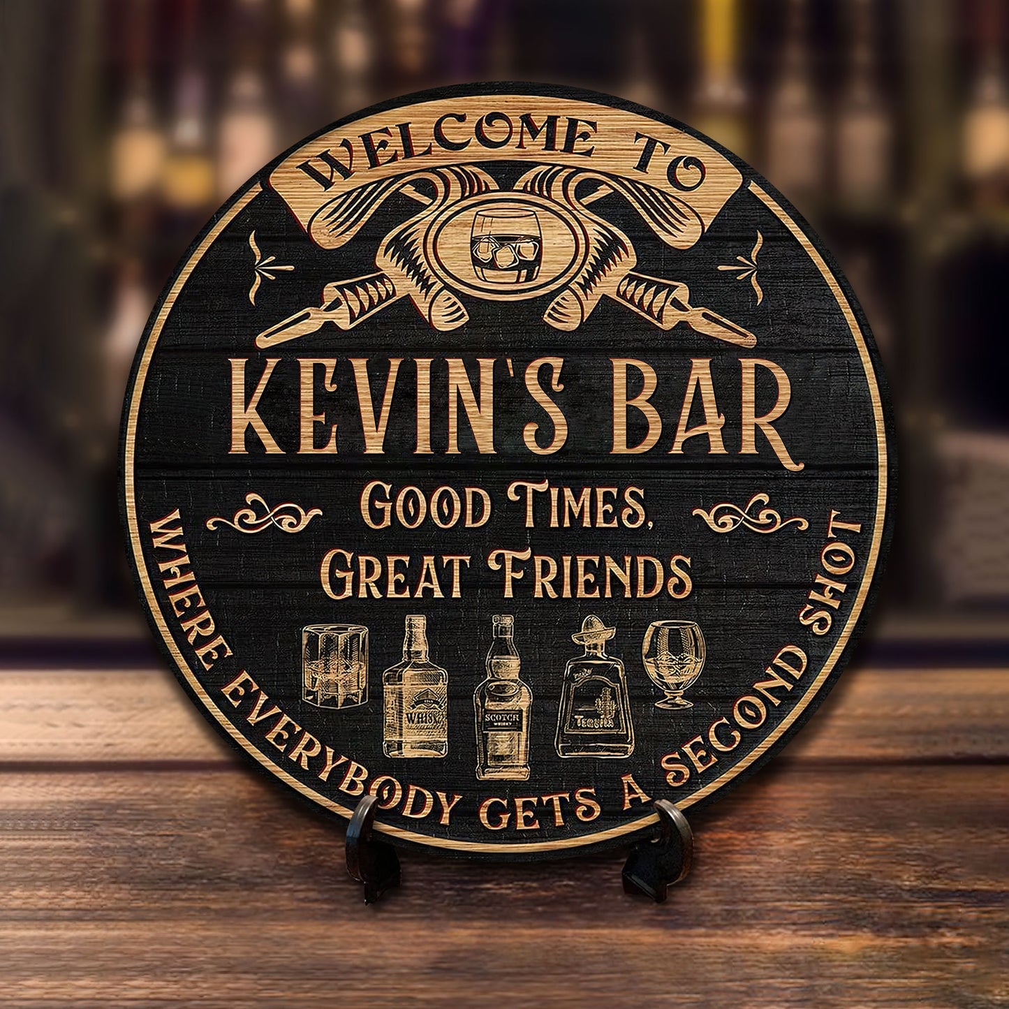 Personalized Whisky Bar Wood Sign: Custom Man Cave Decor