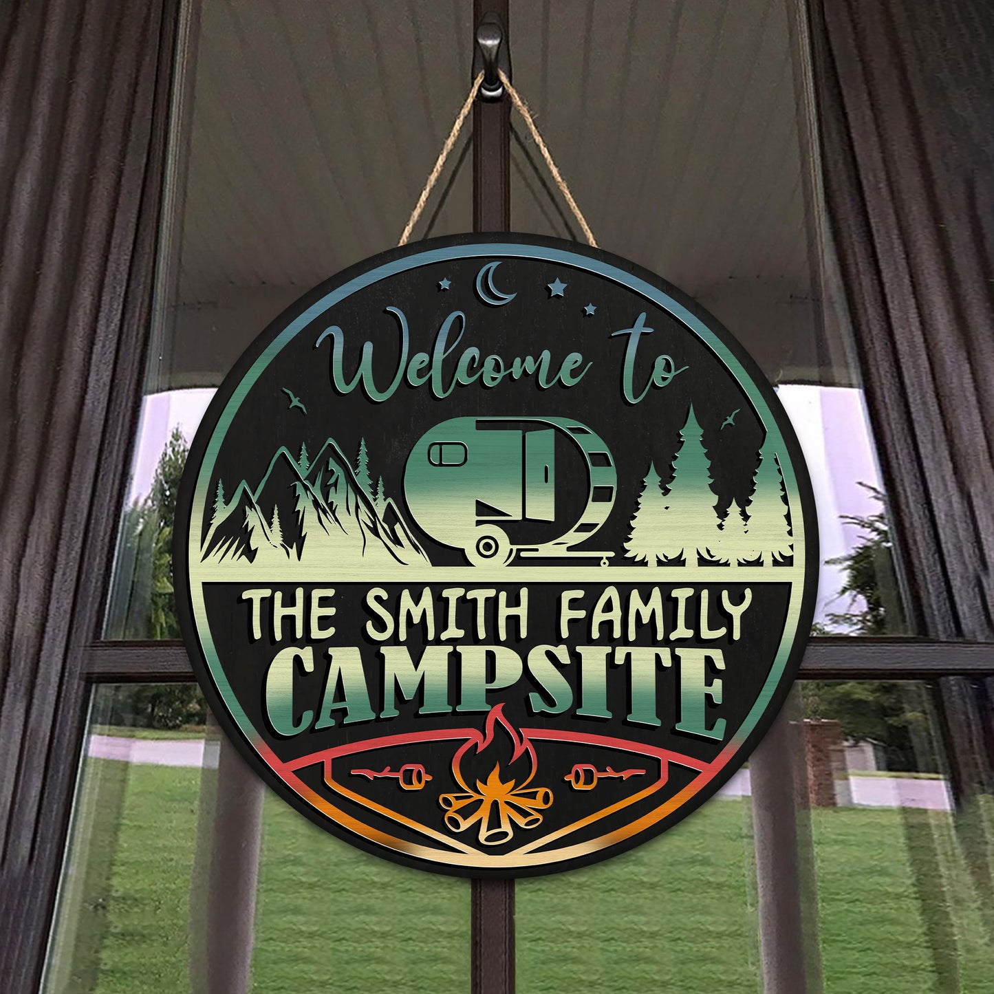 Personalized Campsite Wooden Sign: Custom Family Name