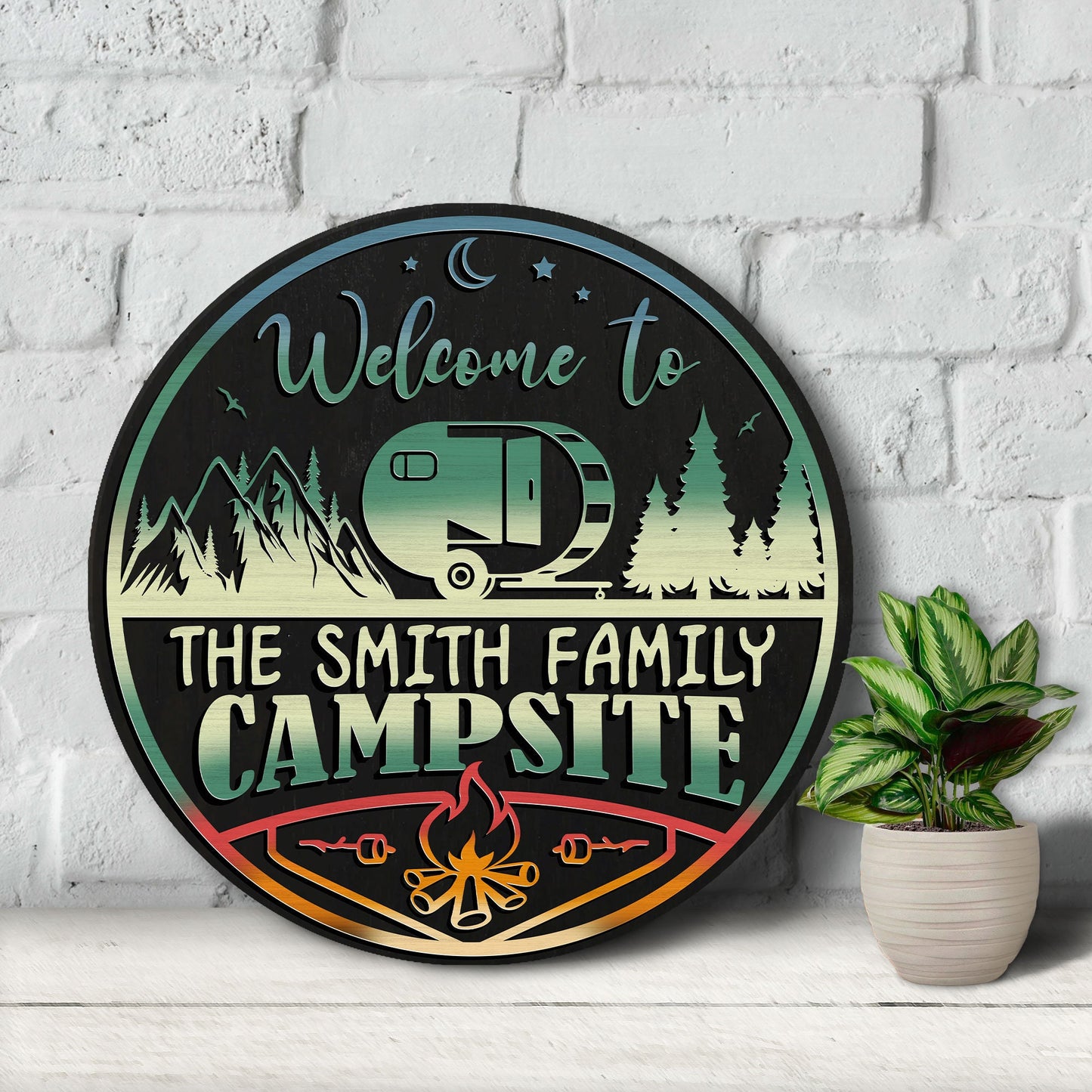 Personalized Campsite Wooden Sign: Custom Family Name