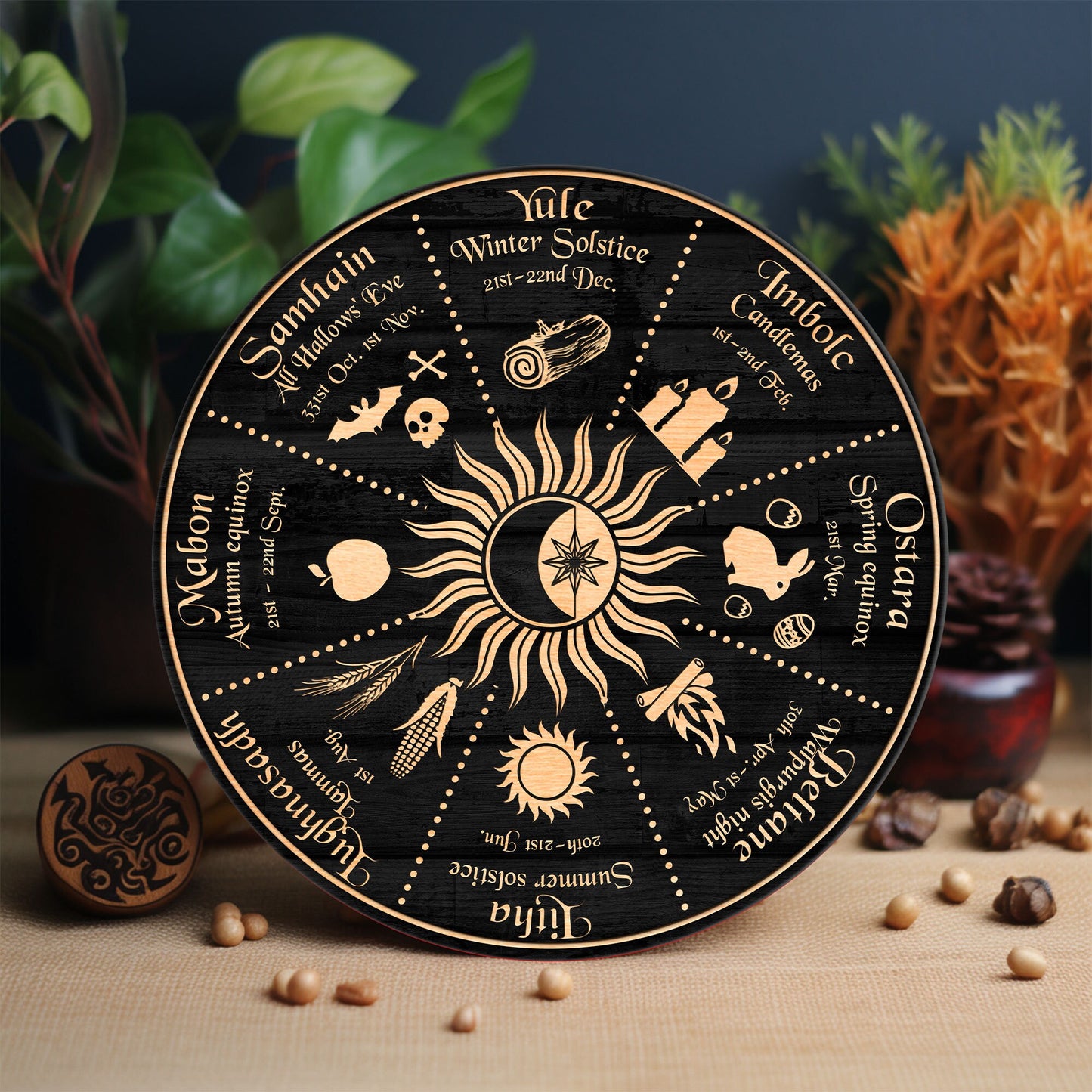 Personalized Wheel Of The Year, Moon And Sun Astrology Wheel Of The Year, Wicca Wheel Of The Year, Witch Calendar 2025,Pagan Advent Calendar