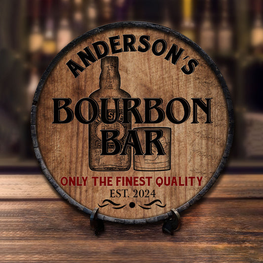 Personalized Bourbon Bar Wooden Sign: Custom Man Cave Decor