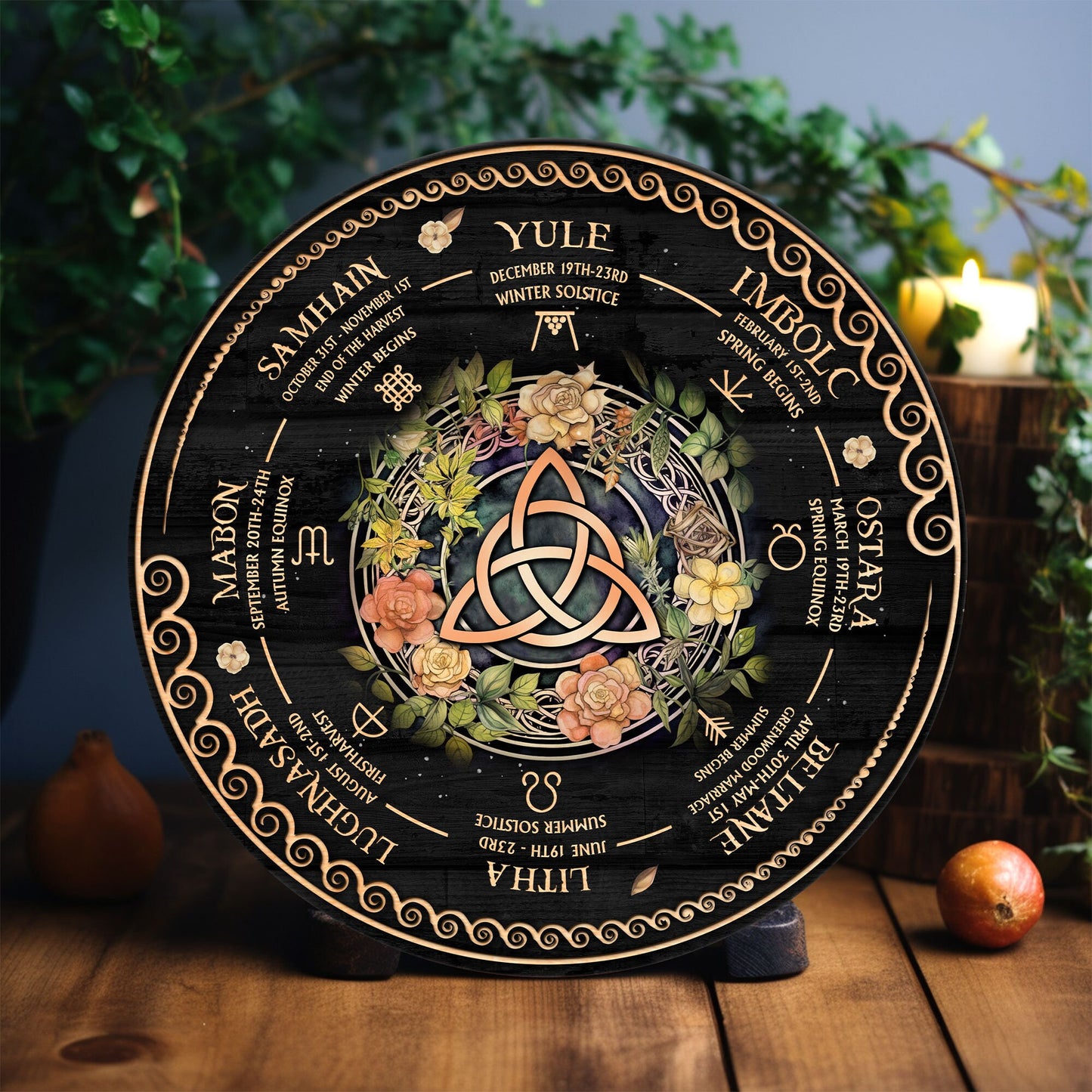 Personalized Wheel Of The Year Wooden Sign, Owl Wheel Of The Year, Wicca Wheel Of The Year 2024, Witch Calendar 2024, Pagan Advent Calendar