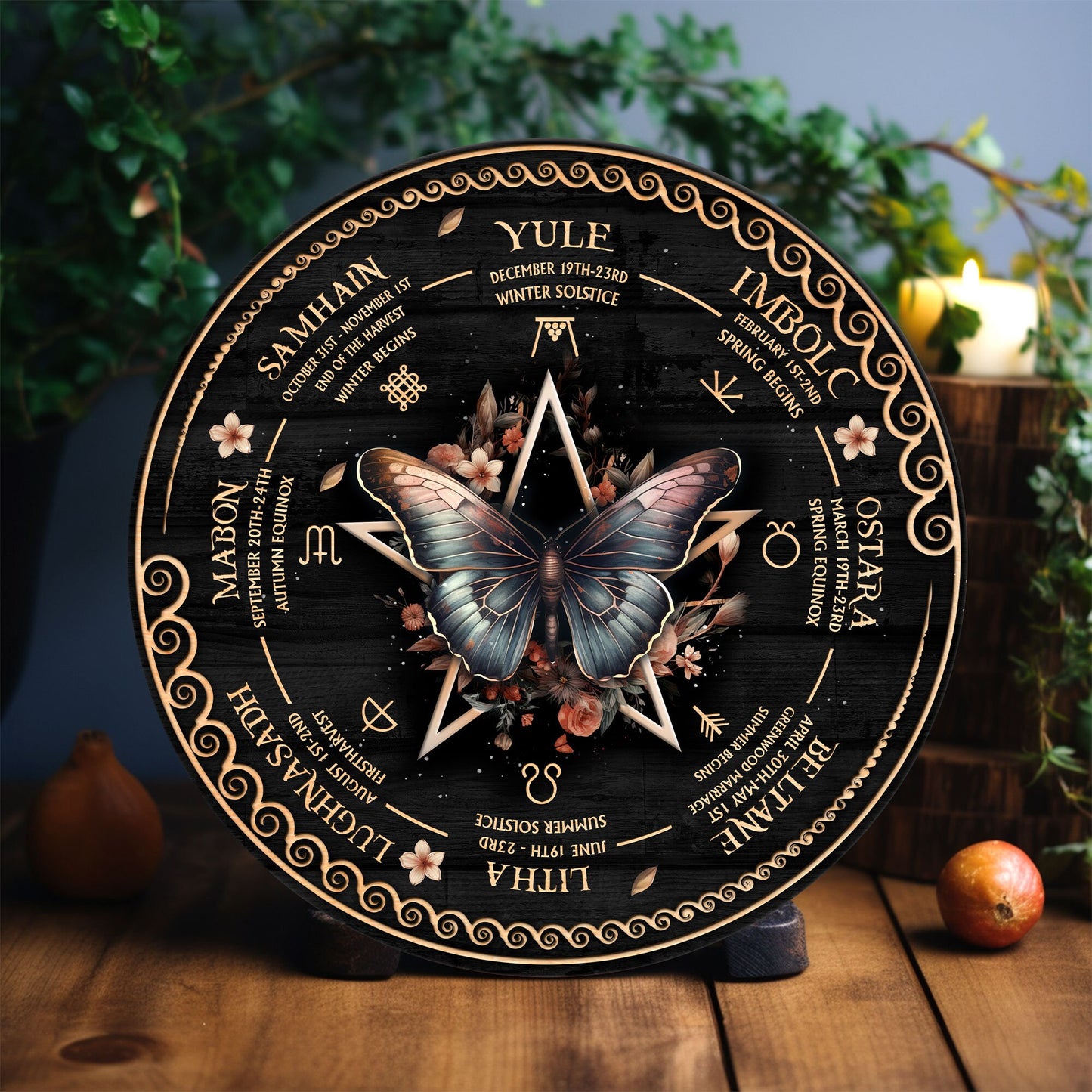 Personalized Wheel Of The Year Wooden Sign, Owl Wheel Of The Year, Wicca Wheel Of The Year 2024, Witch Calendar 2024, Pagan Advent Calendar