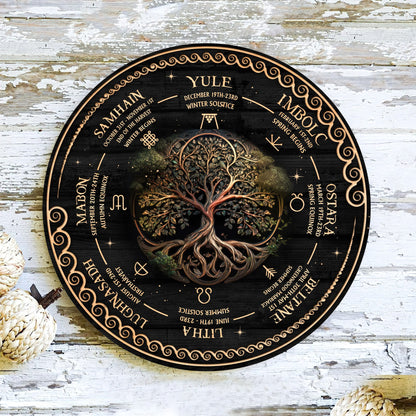 Personalized Tree of Life Wheel Of The Year Wooden Sign ,  Wheel Of The Year Sign, Witch Calendar 2025, Pagan Advent Calendar