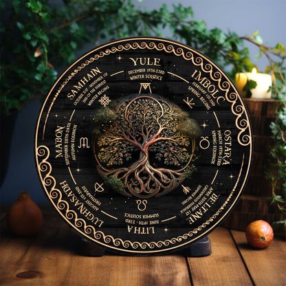 Personalized Tree of Life Wheel Of The Year Wooden Sign ,  Wheel Of The Year Sign, Witch Calendar 2025, Pagan Advent Calendar