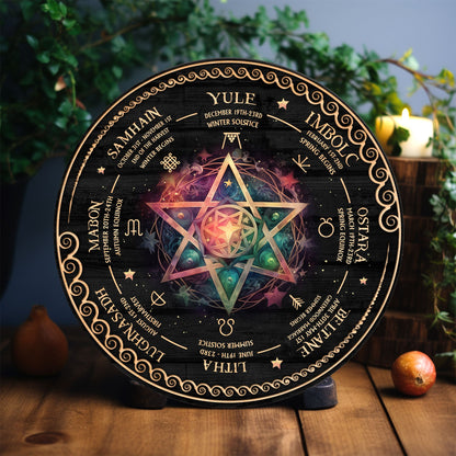 Personalized Wheel Of The Year Wooden Sign, Skull Wooden Sign, Wicca Wheel Of The Year, Witch Calendar 2024, Pagan Advent Calendar