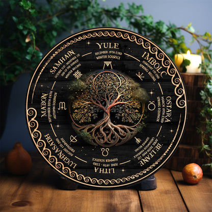 Personalized Pentagram Wheel Of The Year, Wheel Of The Year Wooden Sign, Wicca Wheel Of The Year, Witch Calendar 2025, Pagan Advent Calendar