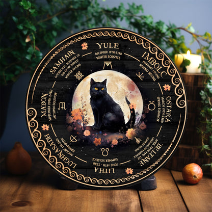Personalized Wheel Of The Year Wooden Sign, Wicca Wheel Of The Year 2025, Cat Wheel Of The Year, Witch Calendar 2025, Pagan Advent Calendar
