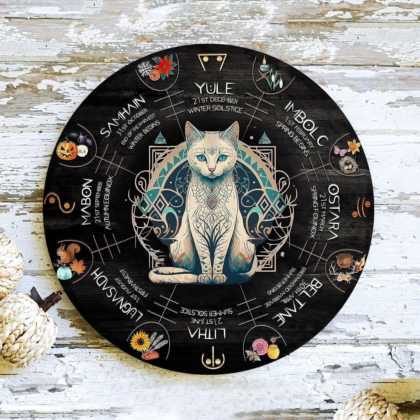 Personalized Wheel Of The Year Wooden Sign, Wicca Wheel Of The Year 2025, Cat Wheel Of The Year, Witch Calendar 2025, Pagan Advent Calendar