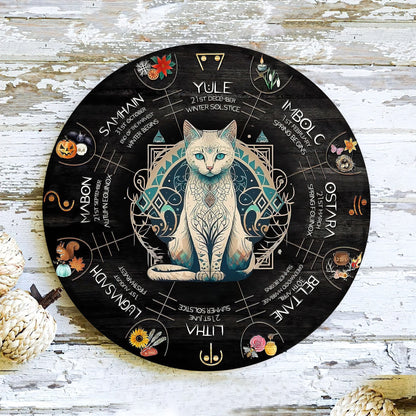 Personalized Wheel Of The Year Wooden Sign, Wicca Wheel Of The Year 2025, Cat Wheel Of The Year, Witch Calendar 2025, Pagan Advent Calendar