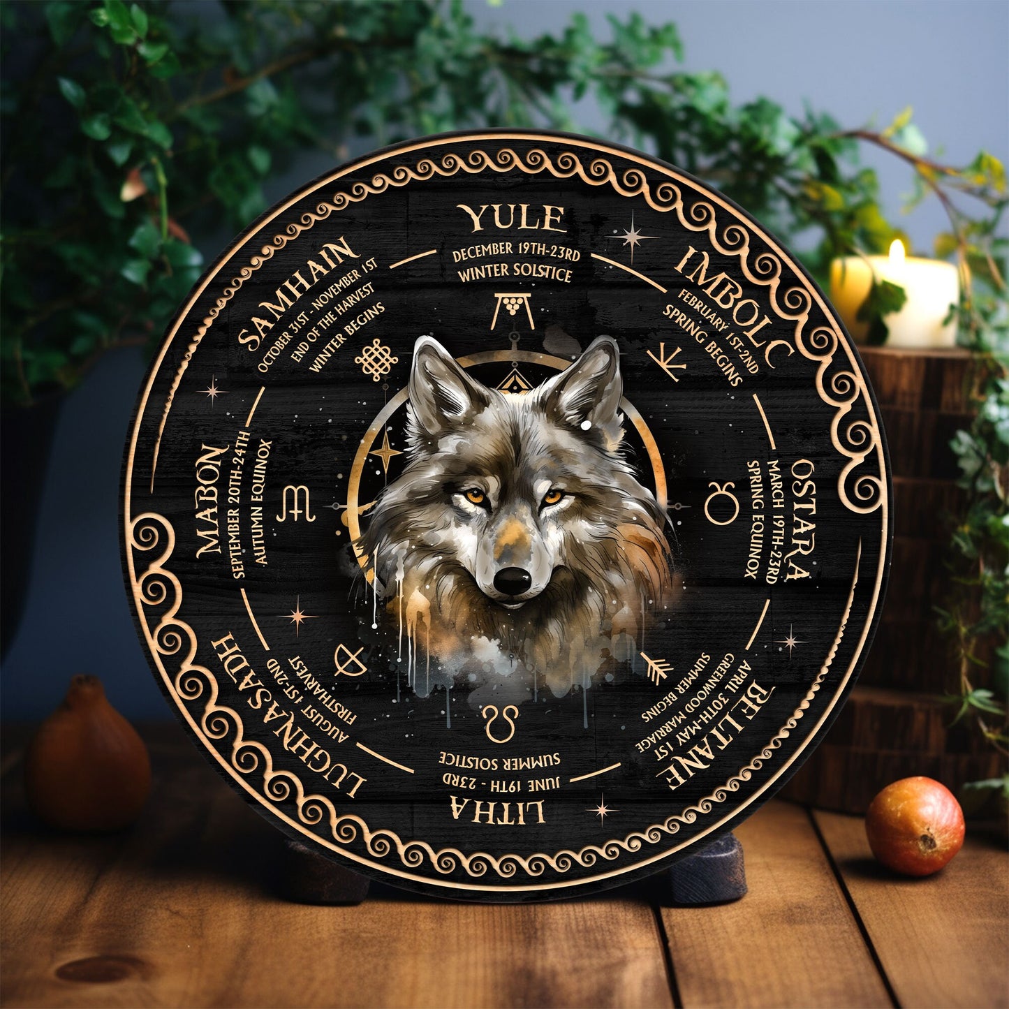Personalized Wheel Of The Year Wooden Sign, Owl Wheel Of The Year, Wicca Wheel Of The Year 2024, Witch Calendar 2024, Pagan Advent Calendar