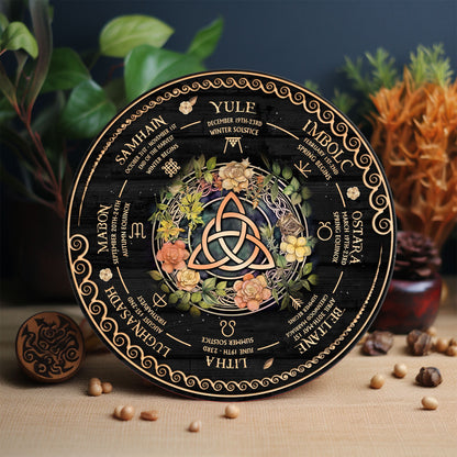 ersonalized Wheel Of The Year Wooden Sign, Triquetra Wheel Of The Year, Wicca Wheel Of The Year, Witch Calendar 2025, Pagan Advent Calendar