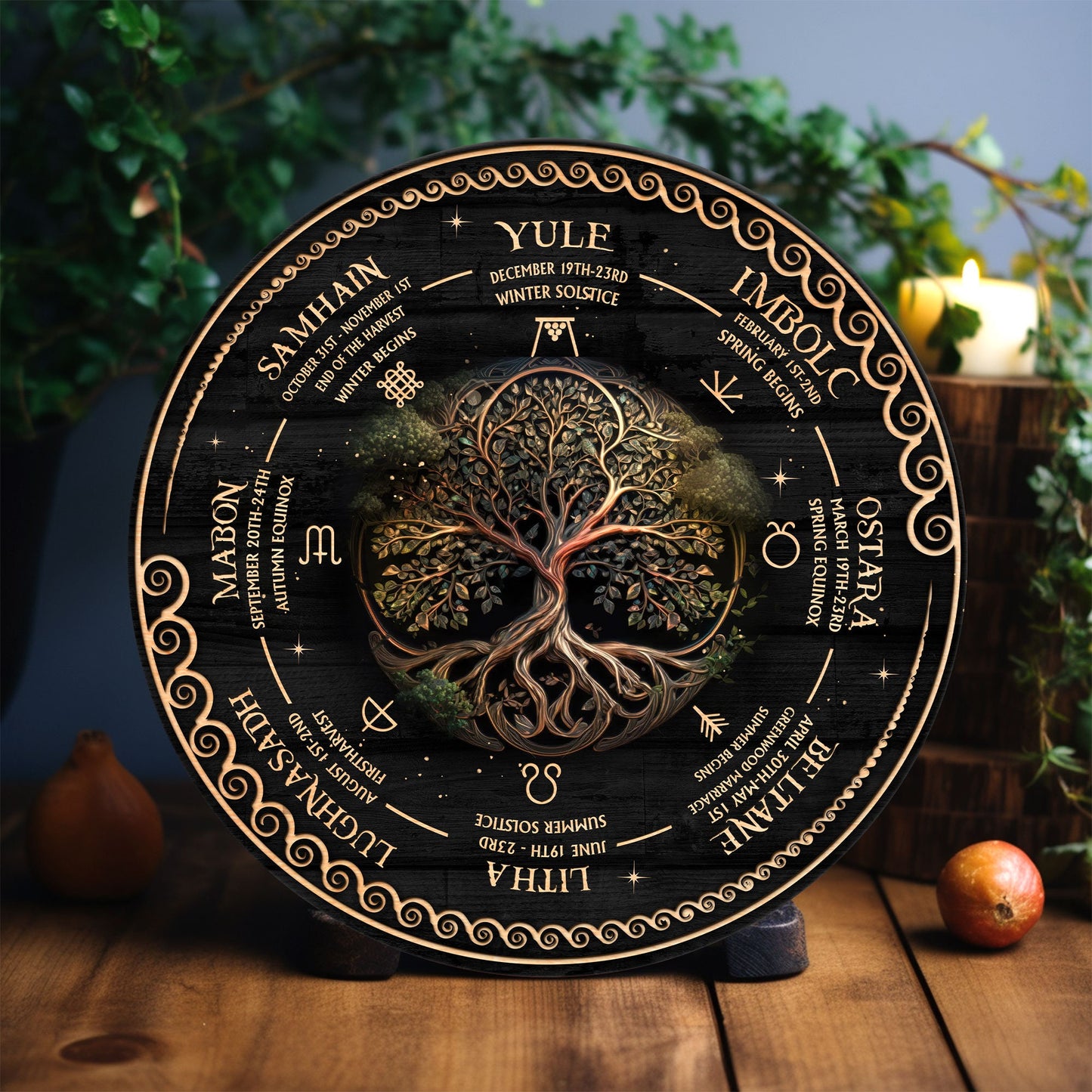 ersonalized Wheel Of The Year Wooden Sign, Triquetra Wheel Of The Year, Wicca Wheel Of The Year, Witch Calendar 2025, Pagan Advent Calendar