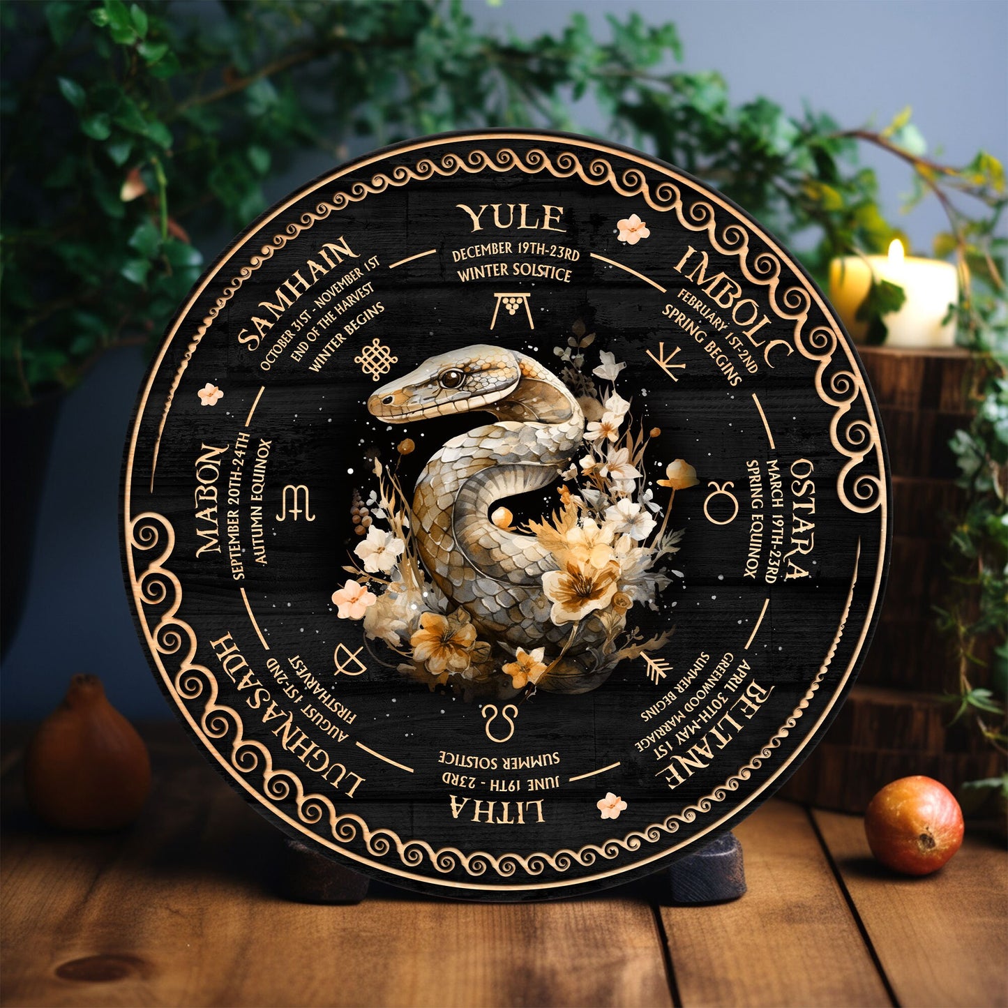 Personalized Tree of Life Wheel Of The Year Wooden Sign ,  Wheel Of The Year Sign, Witch Calendar 2025, Pagan Advent Calendar