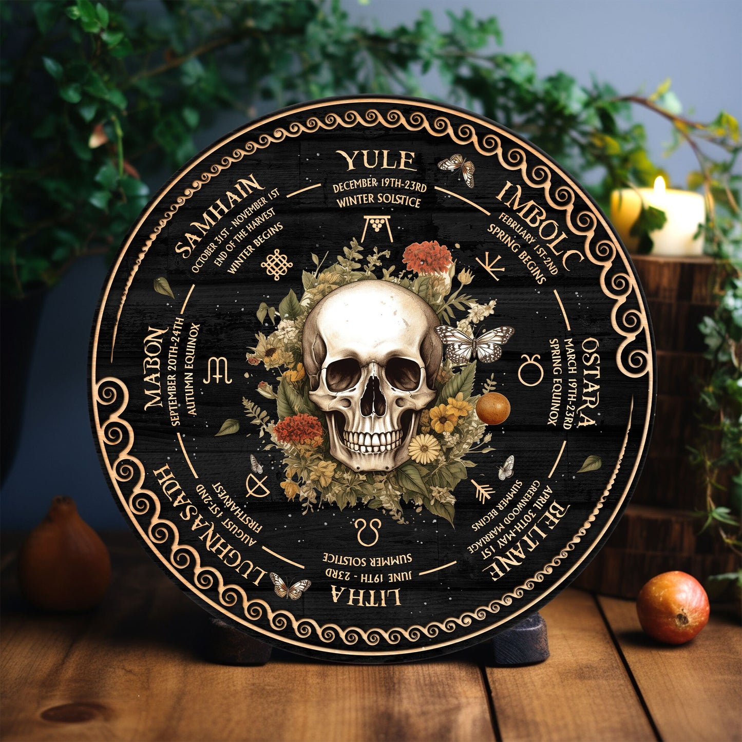 Personalized Tree of Life Wheel Of The Year Wooden Sign ,  Wheel Of The Year Sign, Witch Calendar 2025, Pagan Advent Calendar