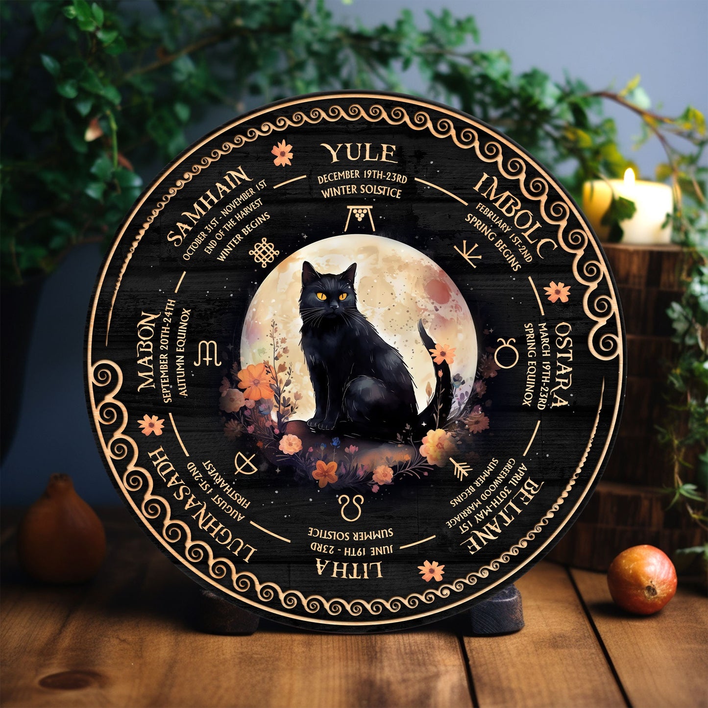 Personalized Pentagram Wheel Of The Year, Wheel Of The Year Wooden Sign, Wicca Wheel Of The Year, Witch Calendar 2025, Pagan Advent Calendar