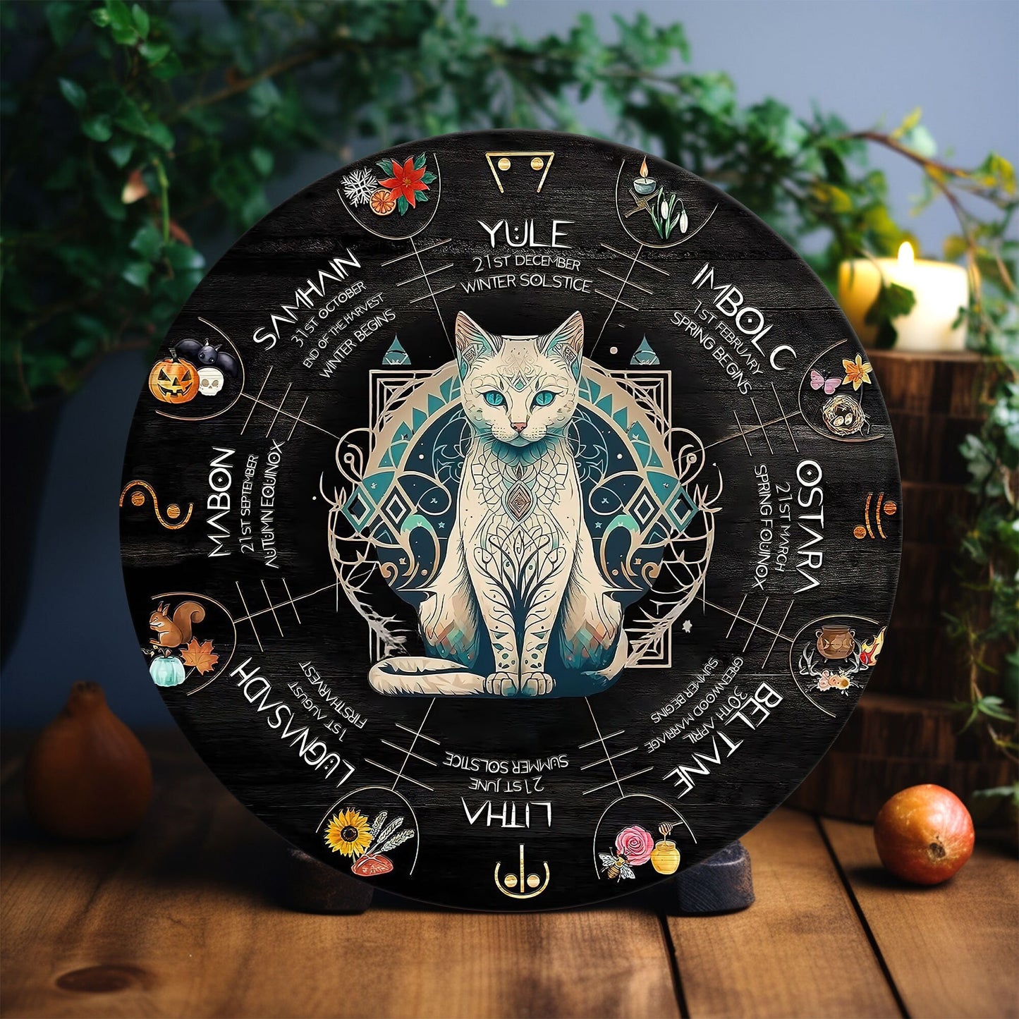 Personalized Wheel Of The Year Wooden Sign, Wicca Wheel Of The Year 2025, Cat Wheel Of The Year, Witch Calendar 2025, Pagan Advent Calendar
