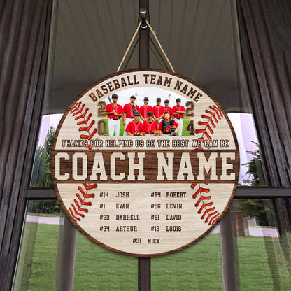 Personalized Baseball Team Wooden Sign: Coach Gift