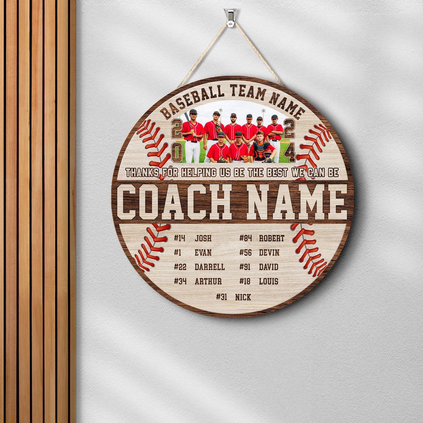 Personalized Baseball Team Wooden Sign: Coach Gift