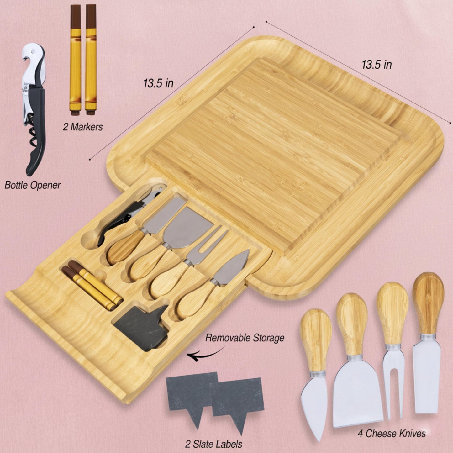 Personalized Bamboo Cheese Board, Custom Engraved Charcuterie Board, Holiday & Christmas Gift for Couples and Families