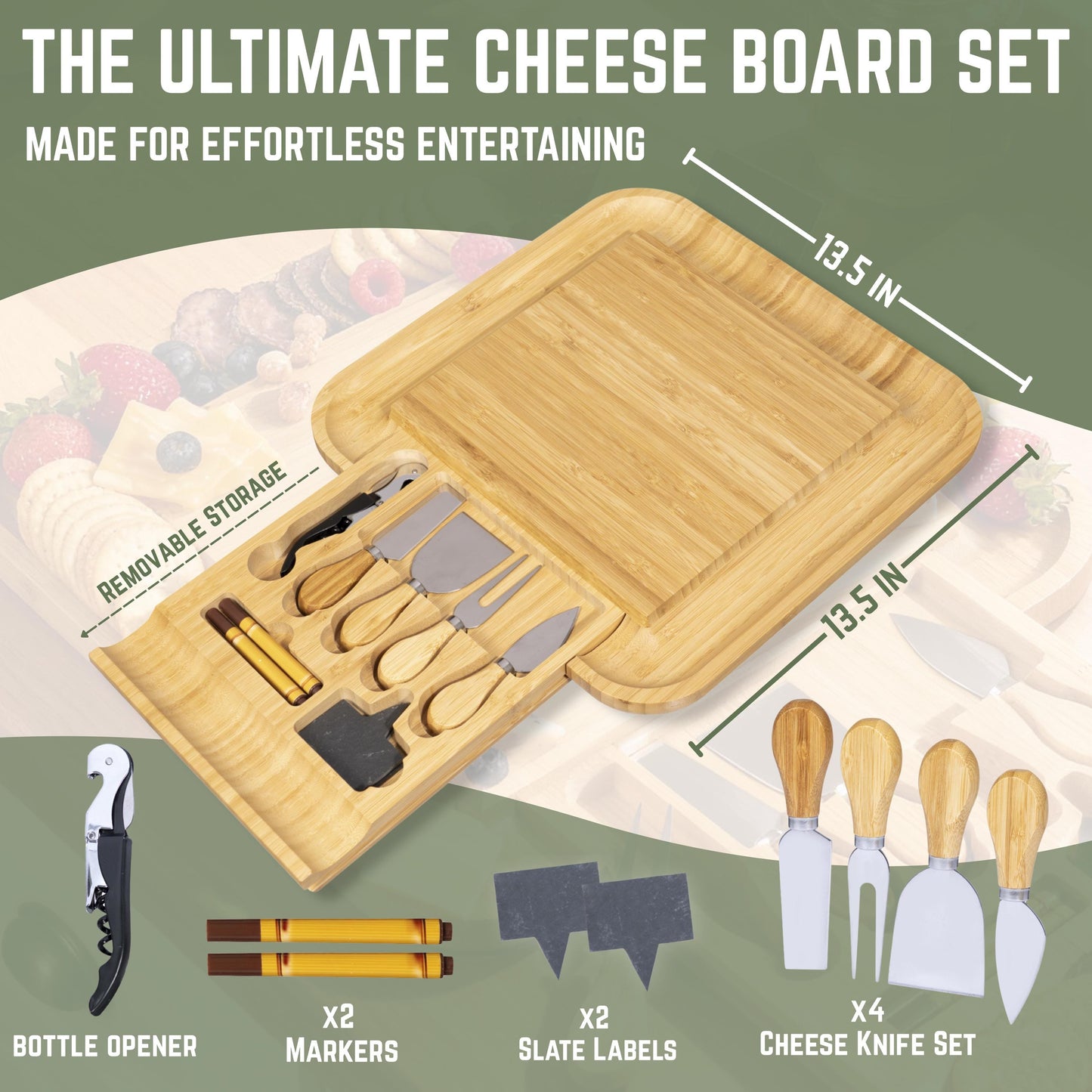 Personalized Charcuterie Board Set with Drawer, Custom Engraved Wedding Gift for Couple, Bamboo Cheese Board & Knife Set, Housewarming Gift
