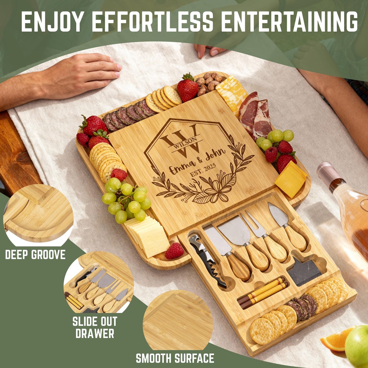 Personalized Charcuterie Board for Mom, Mother’s Day Gift, Custom Cheese Board, Kitchen Gift for Her, Summer Entertaining Board