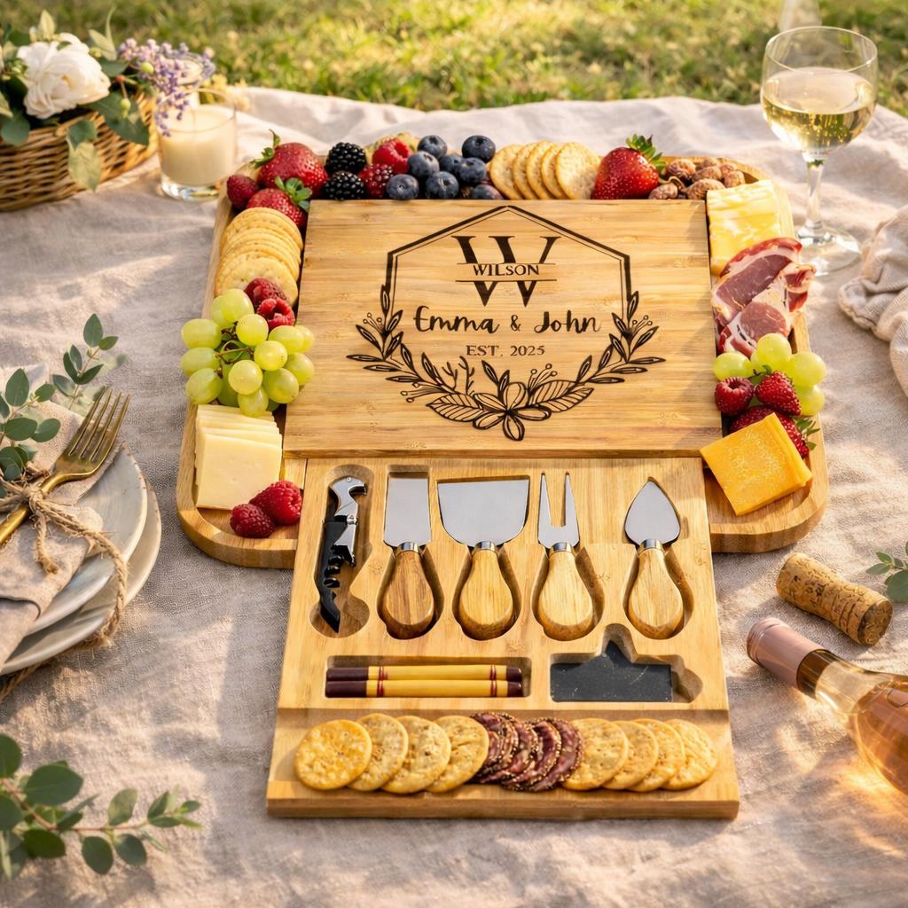 Personalized Charcuterie Board for Mom, Mother’s Day Gift, Custom Cheese Board, Kitchen Gift for Her, Summer Entertaining Board